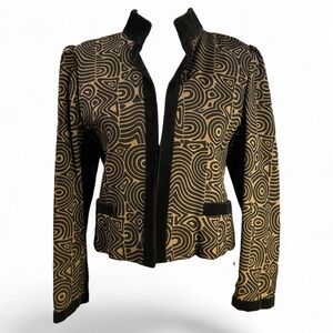 Louis Feraud Black and Gold Swirl Blazer